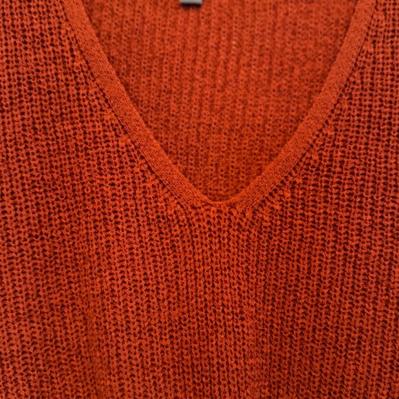 Beautiful rust orange knotted sweater vneck tank top X Small - Picture 6 of 10